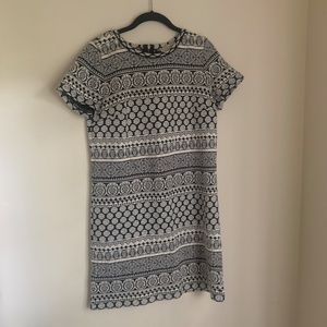 LOFT Black and White Shift Dress